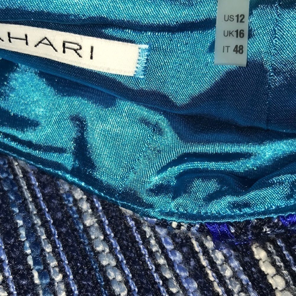 Tahari Blue Textured Stripe Mini Skirt - Picture 3 of 7